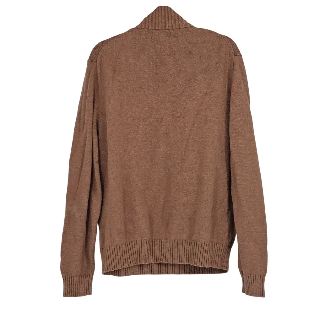 Polo Ralph Lauren Quarter Zip Sweater XL Brown Old Money Preppy Classic Cotton